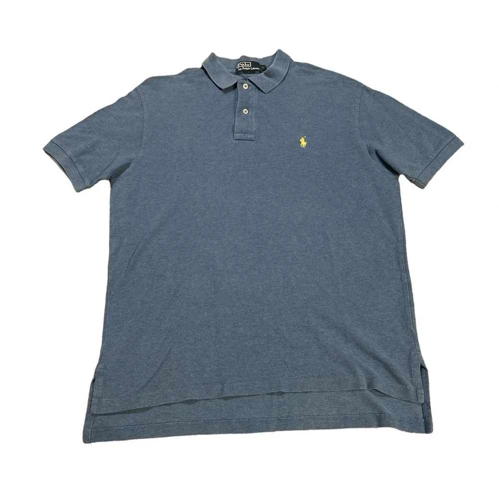Polo Ralph Lauren Pique Polo Blue with Yellow Pony‎ Size Large